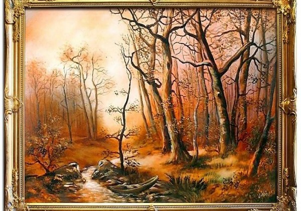  WALD KLASSISCHES GEMÄLDE ÖLBILD MIT RAHMEN ÖL ANTIK 00910