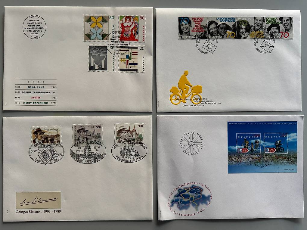 Briefmarken, 10 Ersttagsbriefe Schweiz, Grossformat Briefmarken, 10 Ersttagsbriefe Schweiz, Grossformat