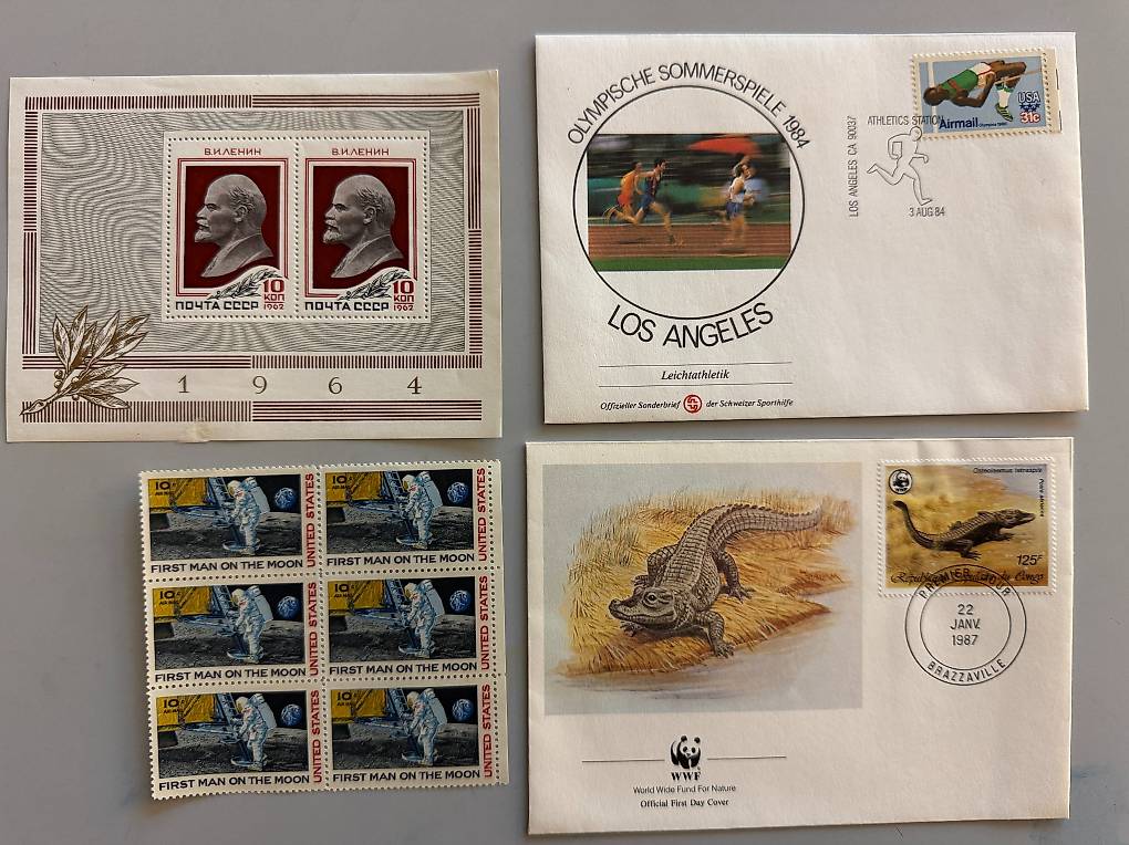 Briefmarken USA "First Man on the Moon" + Lenin CCPD Briefmarken USA "First Man on the Moon" + Lenin CCPD